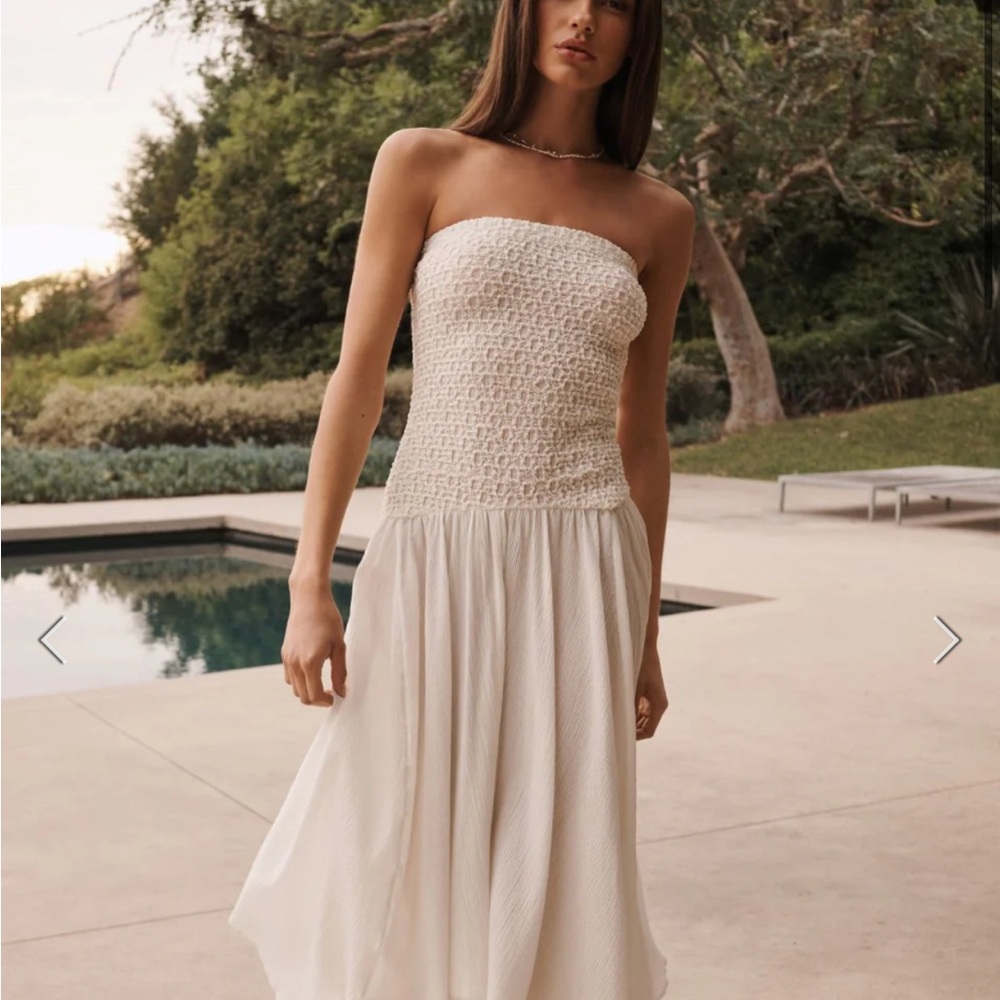 By Anthropologie Strapless Smocked Cover Up Dress